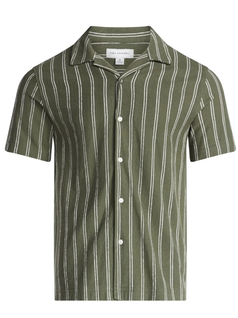 Free Assembly Men's Textured Cotton Camp Shirt with Short Sleeves